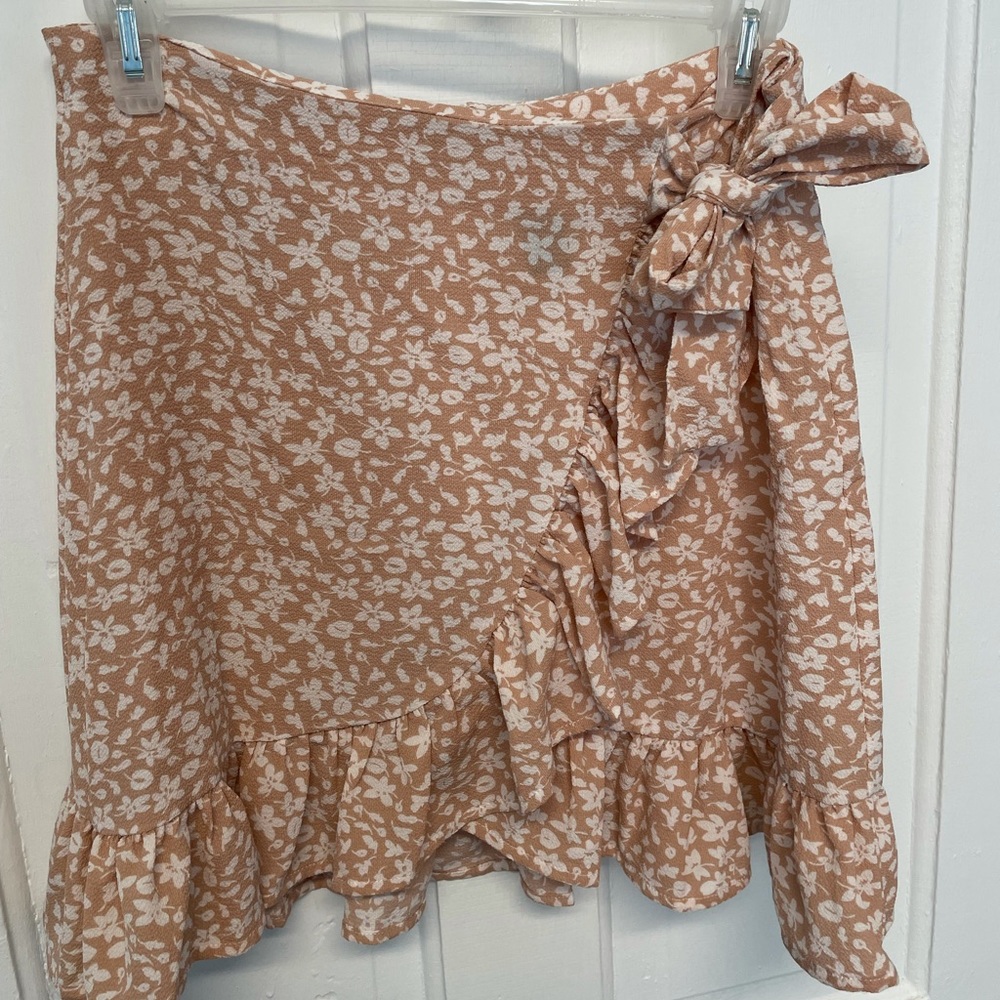 pink floral skirt